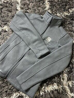 Eddie Bauer John Deere Fleece Jacket Womens XS Gray Full Zip Outdoor Layer